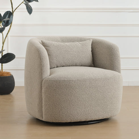 Ashlie Bouclé Swivel Barrel Chair - Comfortable Swivel Chair | Modern Swivel Chairs | Kinwell Furniture | Modern Swivel Chairs